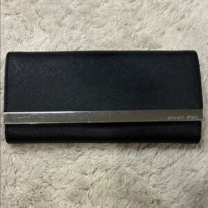 Michael Kors Black Clutch with Silver Detail